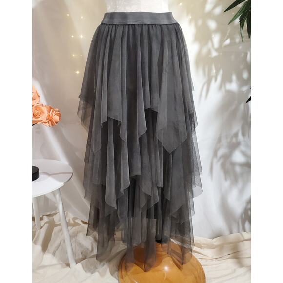 Liqui NWT Tiered Mesh Layered Skirt Italy S Dark Fairy Grunge Whimsigoth Witchy - Picture 2 of 10